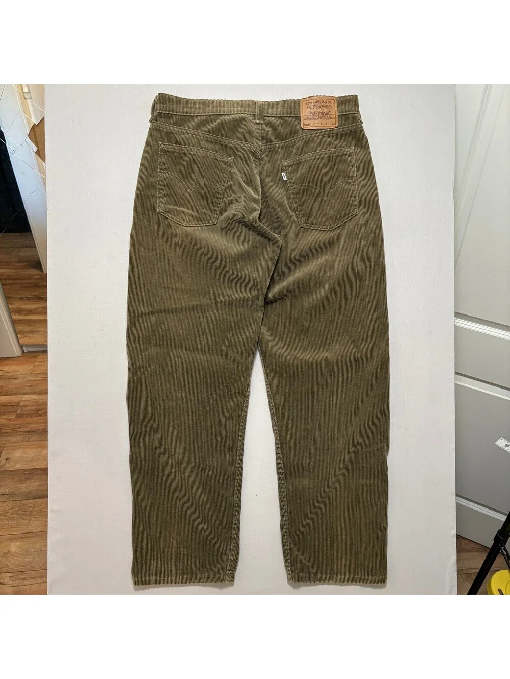 VTG 90's Levis 565 Loose Fit Corduroy USA Wide Leg Pants Men’s 34x32 Olive Green